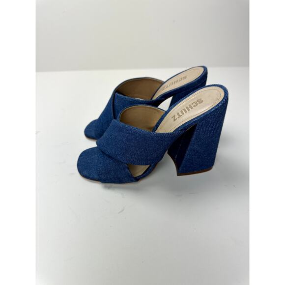 Schutz Denim Chunky Heels - Picture 4 of 5